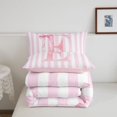 thumbnail image 5 of Manfei Monogrammed E Design Full Size Comforter Sets,Pink Geometric Stripes Art Bedding Comforter Set,Pink Reversible,3pcs,1 Comforter and 2 Pillowcases, 5 of 7