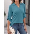 thumbnail image 3 of Blusa tipo túnica TICTICMISS para mujer, manga 3/4, cuello en V, color menta, 3 of 6