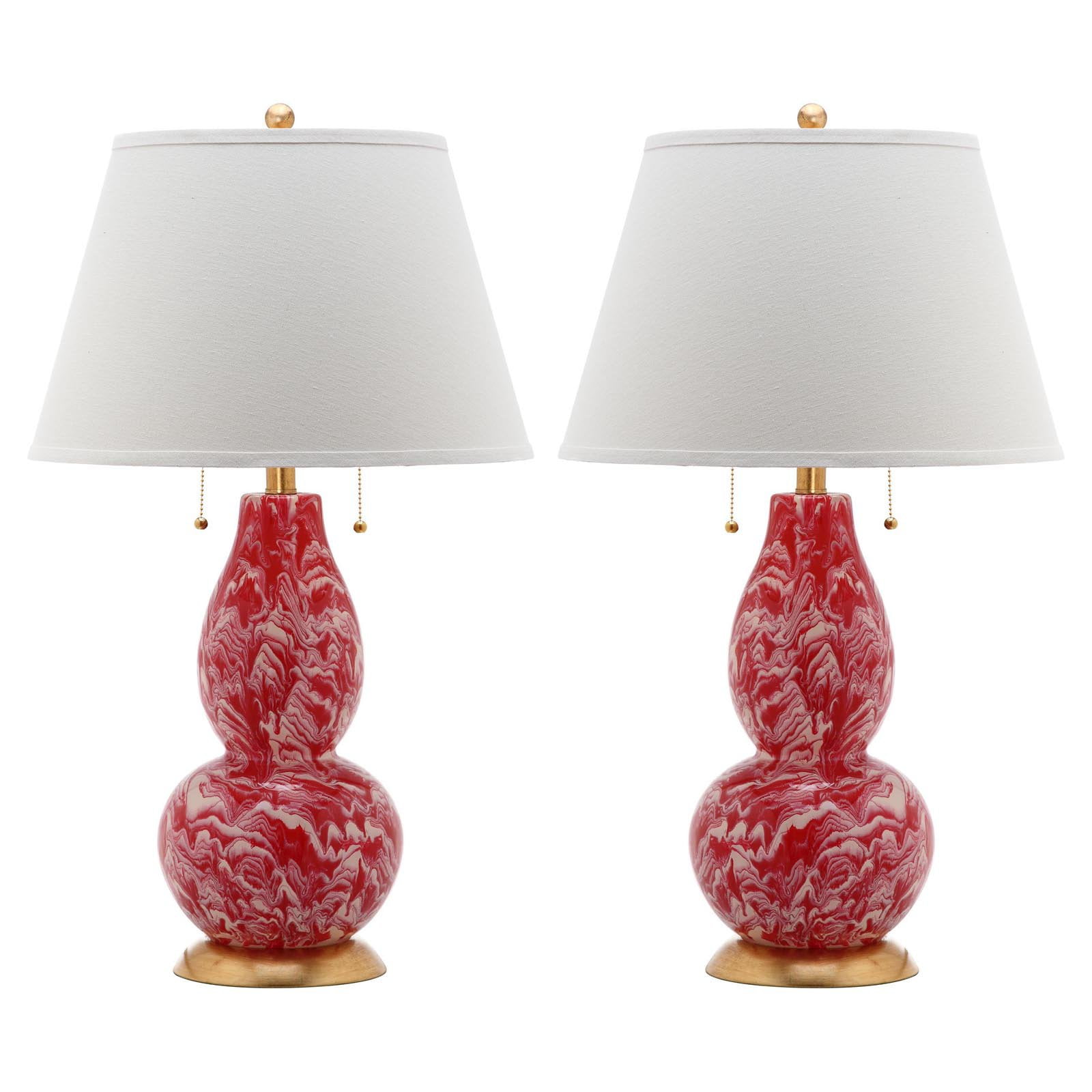 Safavieh LIT4159 28 in. H Color Swirls Gourd Glass Table Lamp, Set of 2
