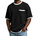 thumbnail image 2 of Ringer Tee Men with Pocket Summer Fashion Casual Waffle Weave Crew Neck Short Sleeve Mens T-Shirts Dress Shirts, 2 of 6