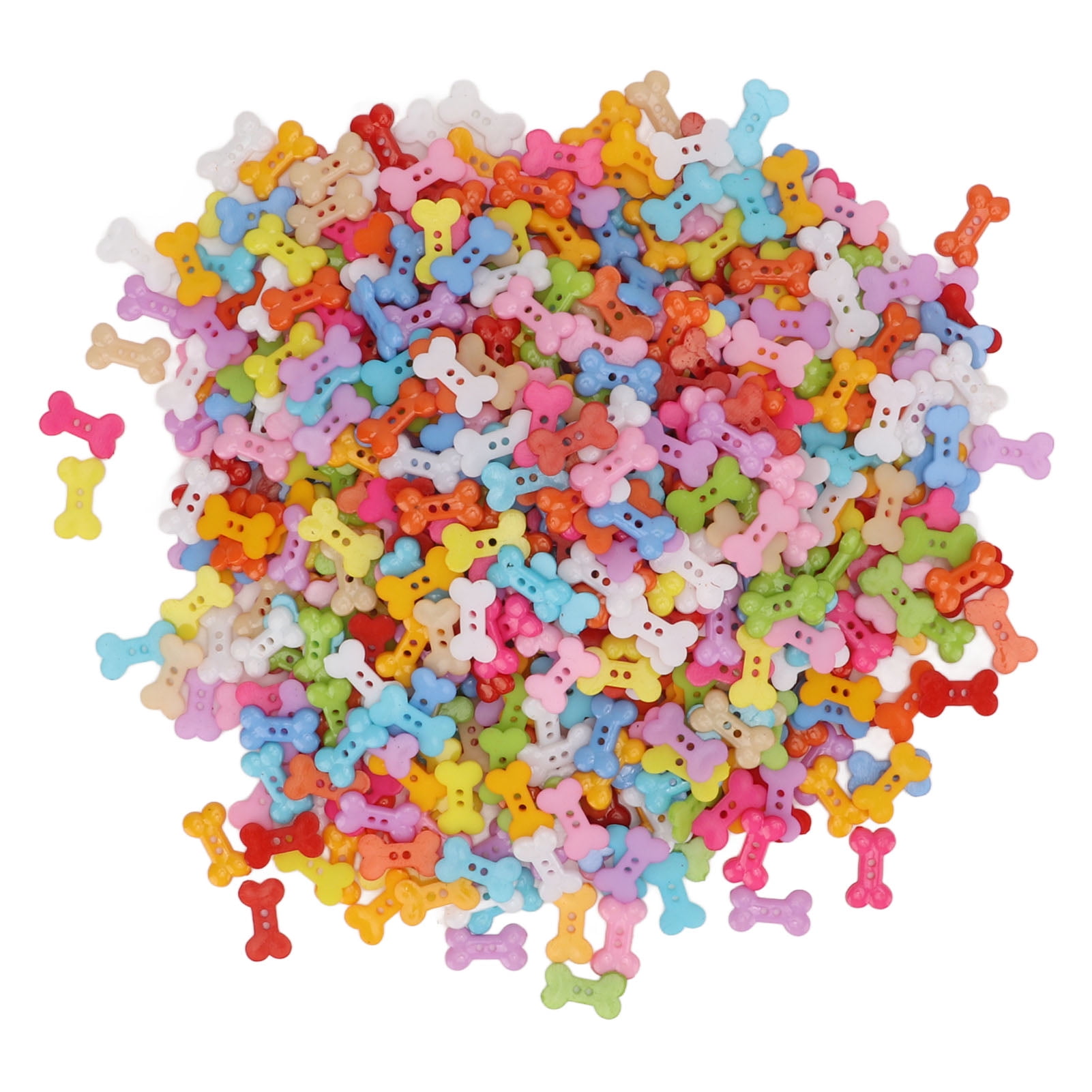 1000Pcs Dog Bone Buttons Bright Vivid Colors Cute Dog Bone Two Holes Durable Plastic Wide Application Craft Buttons