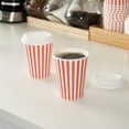 thumbnail image 4 of Restpresso 12 oz Red and White Stripe Paper Single Wall Coffee Cup - with White Lid - 3 1/2"x 3 1/2"x 4 3/4" - 20 count box, 4 of 11