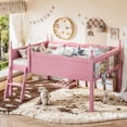 thumbnail image 3 of Harper & Bright Designs Full Loft Bed with Side Book Shelf, Solid Wood Low Loft Bed Frame with Full-Length Guardrails and Ladder for Boys Girls, Pink, 3 of 15