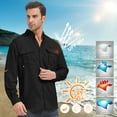 thumbnail image 5 of POENTAB Long Sleeve Fishing Shirts for Men Quick Dry Hiking Work Shirt Sun Protection UV UPF 50 Button Down Tops With Mesh Line Outdoor Safari Black, 5 of 8