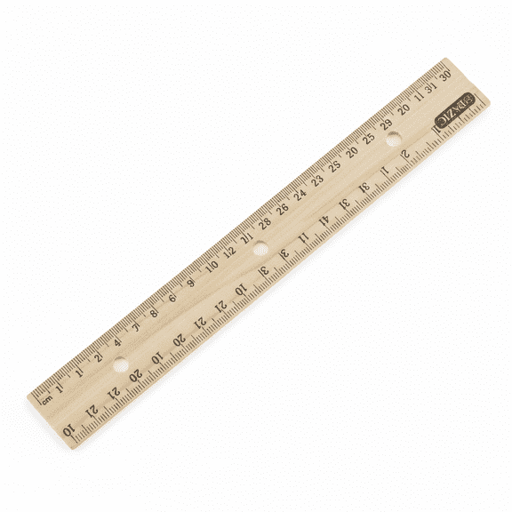 BAZIC Wooden Ruler 12" (30cm), Singel Metal Edge, School Supplies, 1-Pack