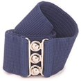 thumbnail image 2 of Malco Modes Luxury Vintage Adult Elastic Cinch Stretch Belt, Metal Hook and Eye Clasp Buckle, Elastic Core, Cotton-Covered (Navy Blue, Medium), 2 of 2