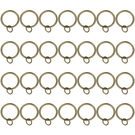 Uxcell 28 Pcs Curtain Rings with Eyelets, 1.25"ID Glide Smoothly Metal Drapery Ring Fit Up to 1" Curtain Rod, Bronze