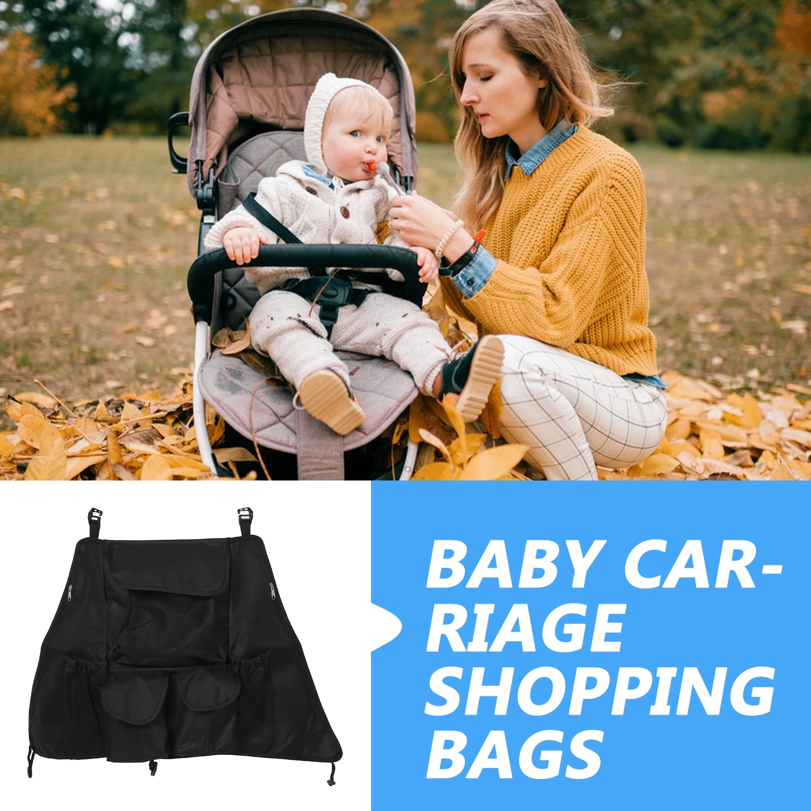 ETHZZLE Universal Baby Stroller Hanging Mesh Pocket - Infant Prams Storage Organizer Bag For Baby Diapers Clothes Water Cup Umbrella