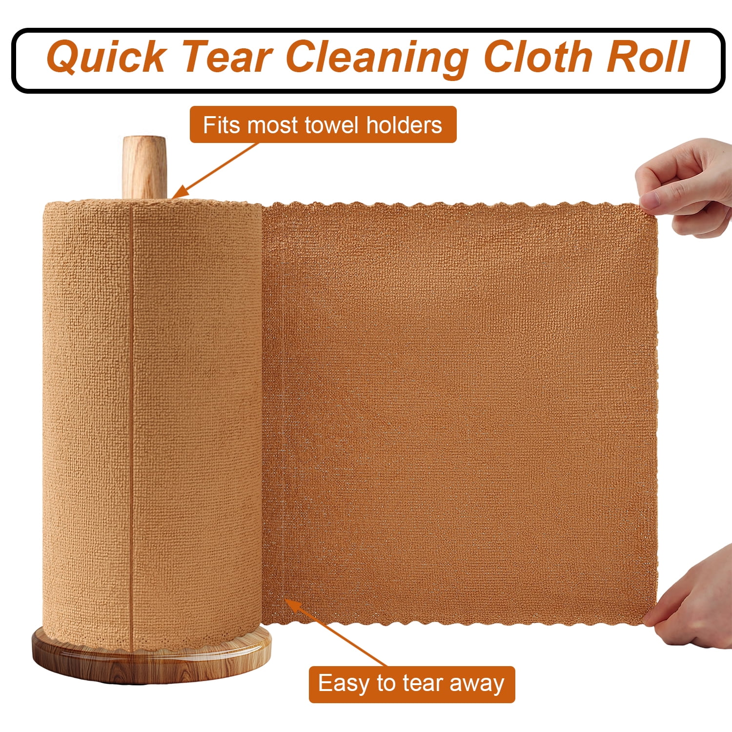 Beartech 80 Pack Microfiber Kitchen Towels Cleaning Cloth Roll,Lint Free Rags & Tear Away Reusable Towels,Washable Shop Rags,Ultra Absorbent Dish Rags for Car Kitchen Window Garage-Dark Brown