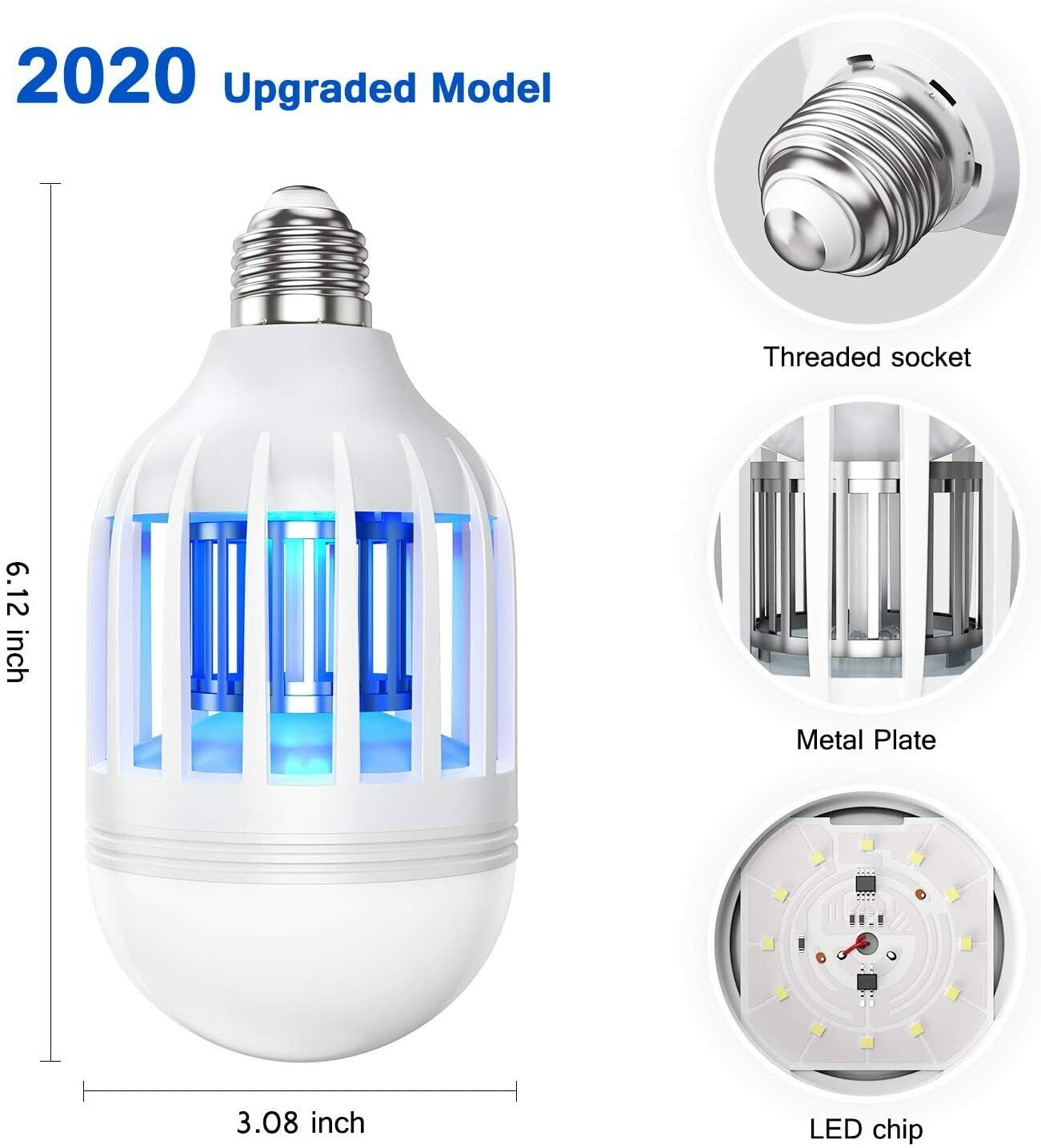 Bug Zapper LED Light Bulb Mosquito Lamp Fly Trap Killer Indoor Outdoor