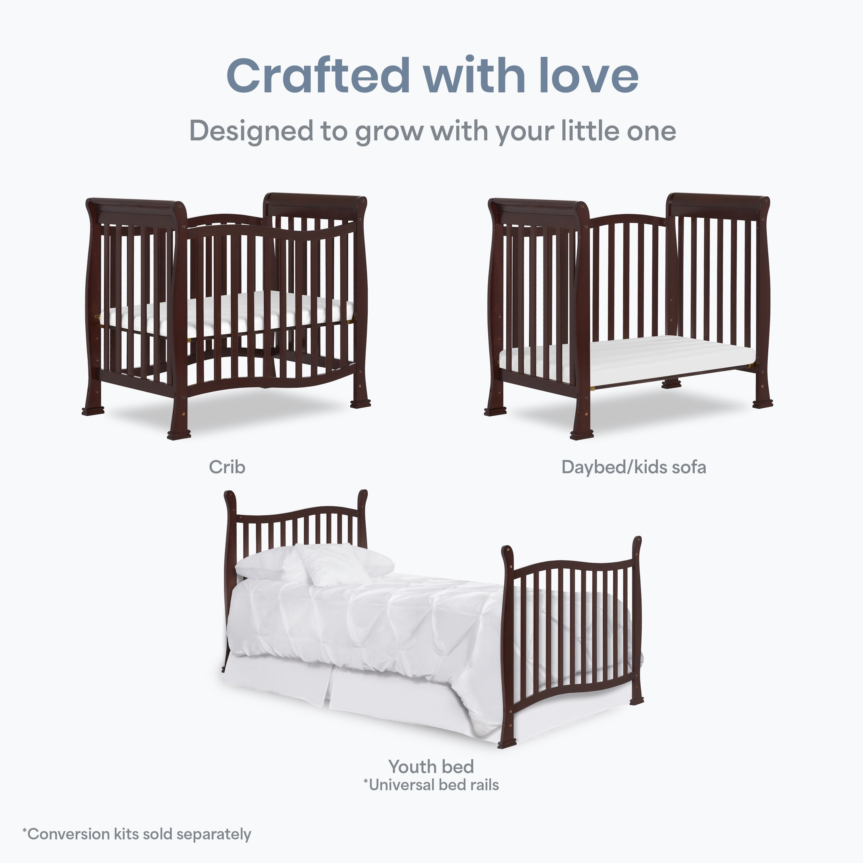 Dream On Me Piper 4-in-1 Convertible Mini Crib Espresso