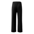 thumbnail image 4 of YIFUNIN Women's Summer Cotton Linen Wide Leg Pants with Button Detail & Elastic Waist, Loose Palazzo Casual Trousers with Pockets,Black XL, 4 of 5