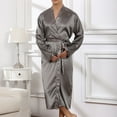 thumbnail image 4 of Mrasaso Men's Silk Robe Long Bathrobes, Luxury Long Sleeve Belted Kimono Bathrobe Lightweight Sleepwear Loungewear on Clearance, 4 of 8
