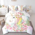 thumbnail image 1 of YST Kids Unicorn Comforter Set, 7-Piece, Cartoon Bedding, Full Size, 1 of 5