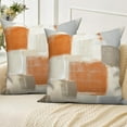 thumbnail image 2 of Orange Beige and Grey Pillow Cover 16x16 Set of 2,Modern Abstract Decorative Pillow Cases Couch Cushion for Bedroom Home Decor, 2 of 6