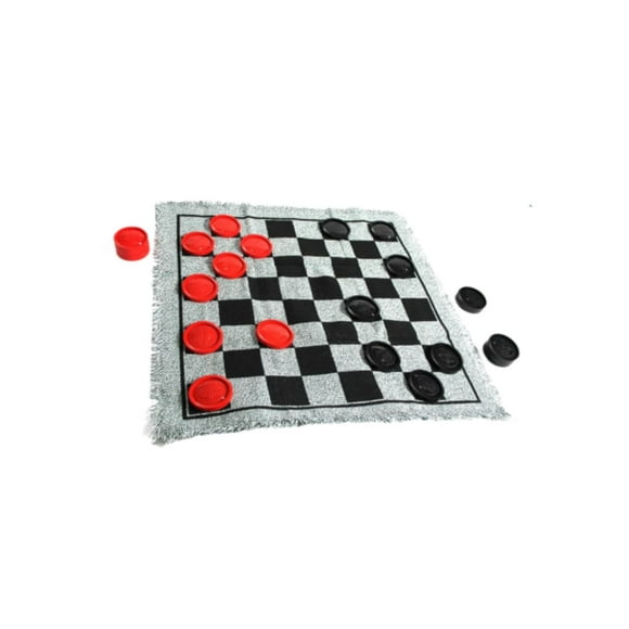 Yinanstore Checkers Board Game Set,Jumbo Tic TAC Toe Game,3 in 1 Reversible Mat,Family Board Game,BBQ Party Favor,Giant Checkers Classic grey