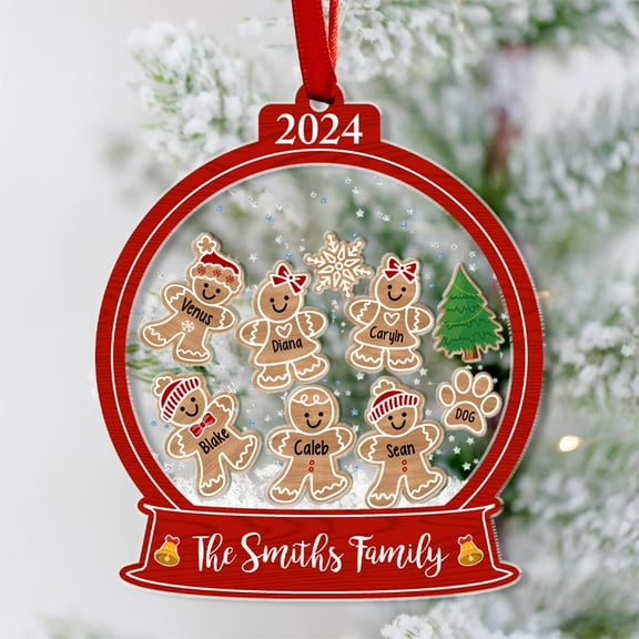 Personalized Christmas 3 Layers Acrylic Ornaments 2025,Custom Family of Gingerbreads Christmas Ornaments for Christmas Tree, Xmas Gifts (Gingerbread Family)