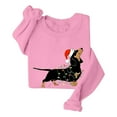 thumbnail image 5 of Tiweut Women's Leisure Hoodies Christmas Santa Sausage Dog Print Fashion Loose Fit Pullover Long Sleeve Round Neck Regular Tops Pink,L, 5 of 7