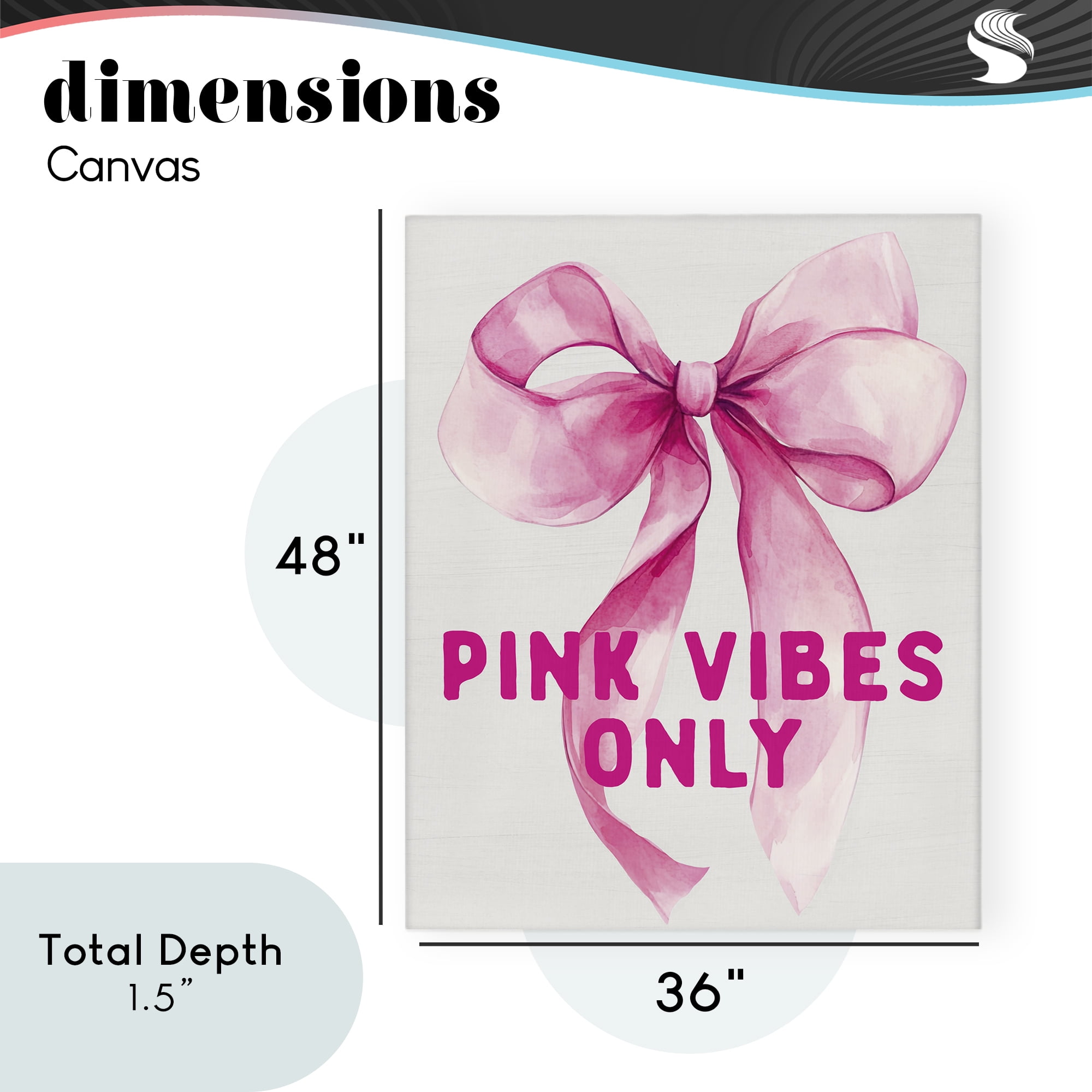 Girly Pink Vibes Only Canvas Wall Art, design by Lettered and Lined