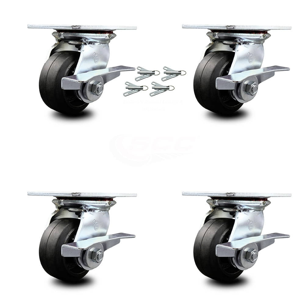 4 Pack Clear Swivel Caster W/ Brake 1.5" Transparent Wheels with Screws 