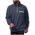 thumbnail image 1 of pstuiky camisa de manga larga para hombre, Suéter informal de manga larga para hombre, color liso, con cuello alto, cremallera y bolsillos top de hombre xl, 1 of 7