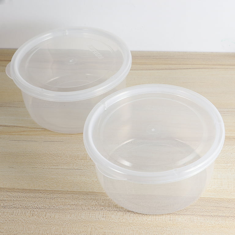 12pcs 350ml Small Plastic Crisper Round Food Container Kitchen Lunch Boxes  Sealed Bowl for Refrigerator (Random Color)