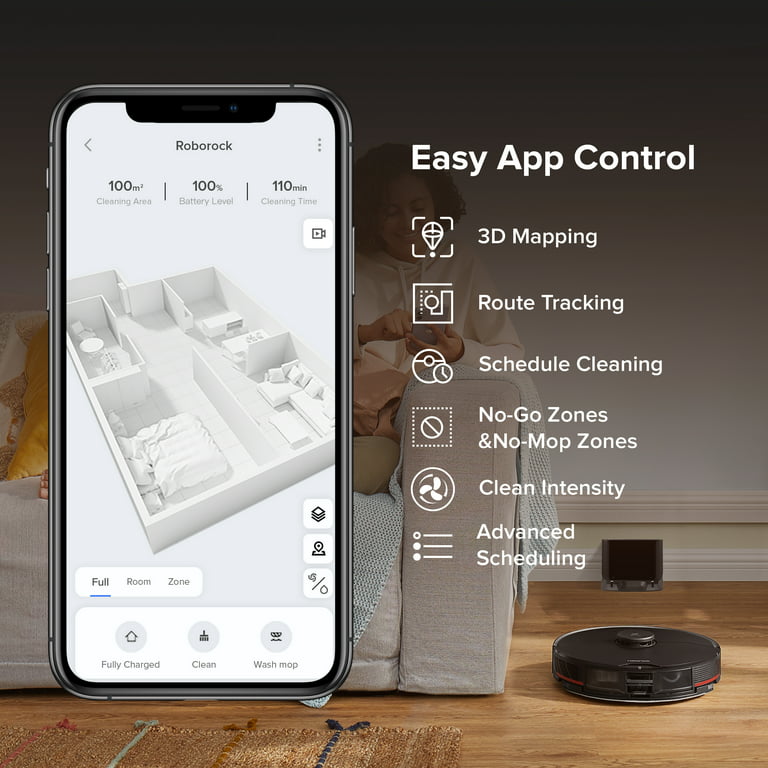Roborock® S7MaxV Robot Vacuum Cleaner and Sonic Mop with Reactive AI 2.0,  Plus App and Voice Control 