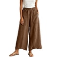 thumbnail image 2 of Xdegoge Palooza Wide Leg Pants Women Casual High Waisted Elastic Waist Trousers with Large Pockets Loose Fit Relaxed Lounge Summer Beach Bottoms, 2 of 6