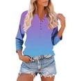 thumbnail image 2 of Women's V Neck T Shirts Women's V Neck T Shirts Gradient 3/4 Sleeve Tops for Women Casual Loose Basic Tees, 2 of 9