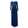 thumbnail image 4 of Gibobby Vestidos de fiesta largos elegantes Mujeres Sexy Color sólido Sin mangas Halter Back Open Back Lentejuelas Encaje Lentejuelas Split Vestido(Azul,G), 4 of 5