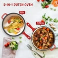 thumbnail image 4 of Hawsaiy Enameled Cast Iron Skillets, 2-in-1 Cast Iron Dutch Oven Pot with Lid Set, 3QT Dutch Oven + 1.5QT Skillet for Frying, Baking, Stewing, Grilling,Red, 4 of 11