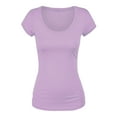 thumbnail image 4 of Emmalise Women's Short Sleeve Tshirt Scoop Neck Tee Value Set (3Pk, Orchid, Oat, Blk, Small), 4 of 5