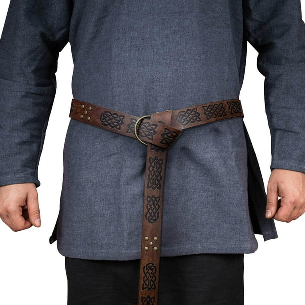 Cinturón Medieval para mbre, disfraz de material cuero PU renacentista, accesorio de , cinturón de caballero, cinturón de de Marrón Soledad Cinturón Medieval para Hombre