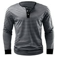 thumbnail image 5 of Tshirts Shirts for Men Henley Neck Long Sleeve Button Striped Tees for Casual Comfortable Slim Fit Fall Winter Fashion Mens Shirts Grey M, 5 of 8