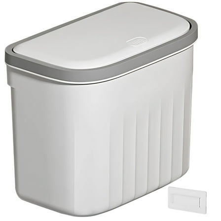 Bathroom Stainless Steel Trash Can with Lid, Wall-Mountable, 287 fl oz / 8.5 L Capacity, Simple Installation, Great for Sanitary Napkin Disposal, Includes Hooks and Trash Bags