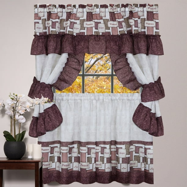 Kitchen Window Curtain Cottage 5 piece Set Inspire Words 24" - Walmart