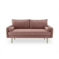 thumbnail image 3 of Enor Furniture Taverra 70" Round Arm Modern Velvet & Wood Sofa in Rose, 3 of 4