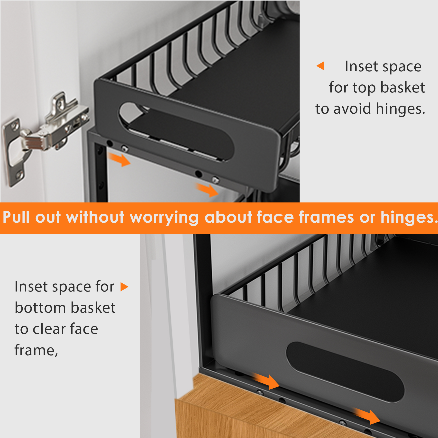 Under Sink Organizer, 2 Tier Slide Out Under Kitchen Sink Organizer and Storage, LASHOW’ Height Adjustable Pull Out Kitchen Bathroom Metal Sink Storage Shelves.