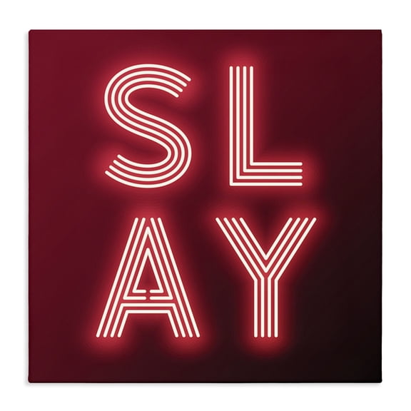 Stupell Industries Contemporary Neon Slay Fashion Modern Phrase Canvas Art, 17 x 17, by Dawn Vietro