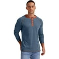 thumbnail image 6 of JWD Mens Henley Long Sleeve T-Shirt Cotton Casual Shirt US VG Blue M, 6 of 6