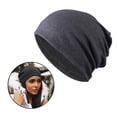 thumbnail image 4 of 2pcs Gorro de Elástic Hombres Y Mujeres, Color Negro + gris Sunnimix Gorra unisex Beanie Slouchy, 4 of 5
