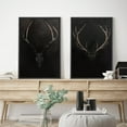 thumbnail image 2 of IDEA4WALL Framed Canvas Print Wall Art Set Rustic Antler Skull Pattern Prints Dark Dramatic Black Vintage-Inspired Deer and Elk Antlers Illustrations Minimal for Home Decor - 16"x24"x2 Black, 2 of 5