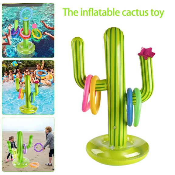 Fyeme Inflatable Cactus Ring Toss,Inflatable Cactus Water Toys for Boys Girls,Backyard Water Sprinkler Spray Toy