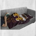 thumbnail image 6 of Animal Soft Flannel Fleece Throw Blanket, Funny Ballerina Dancing Monkeys with So Boring to Be Normal Words Print, Cozy Plush for Indoor and Outdoor Use, 70" x 90", Maroon and Marigold, by Ambesonne, 6 of 6