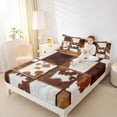 thumbnail image 4 of Homewish Country Farm Cowhide Twin Sheet Sets,Rustic Farmhouse Cabin Twin Fitted Sheet,Patchwork Cow Hide 03 For Men Women,Ultra Soft Home Decor,3-Piece, 4 of 7