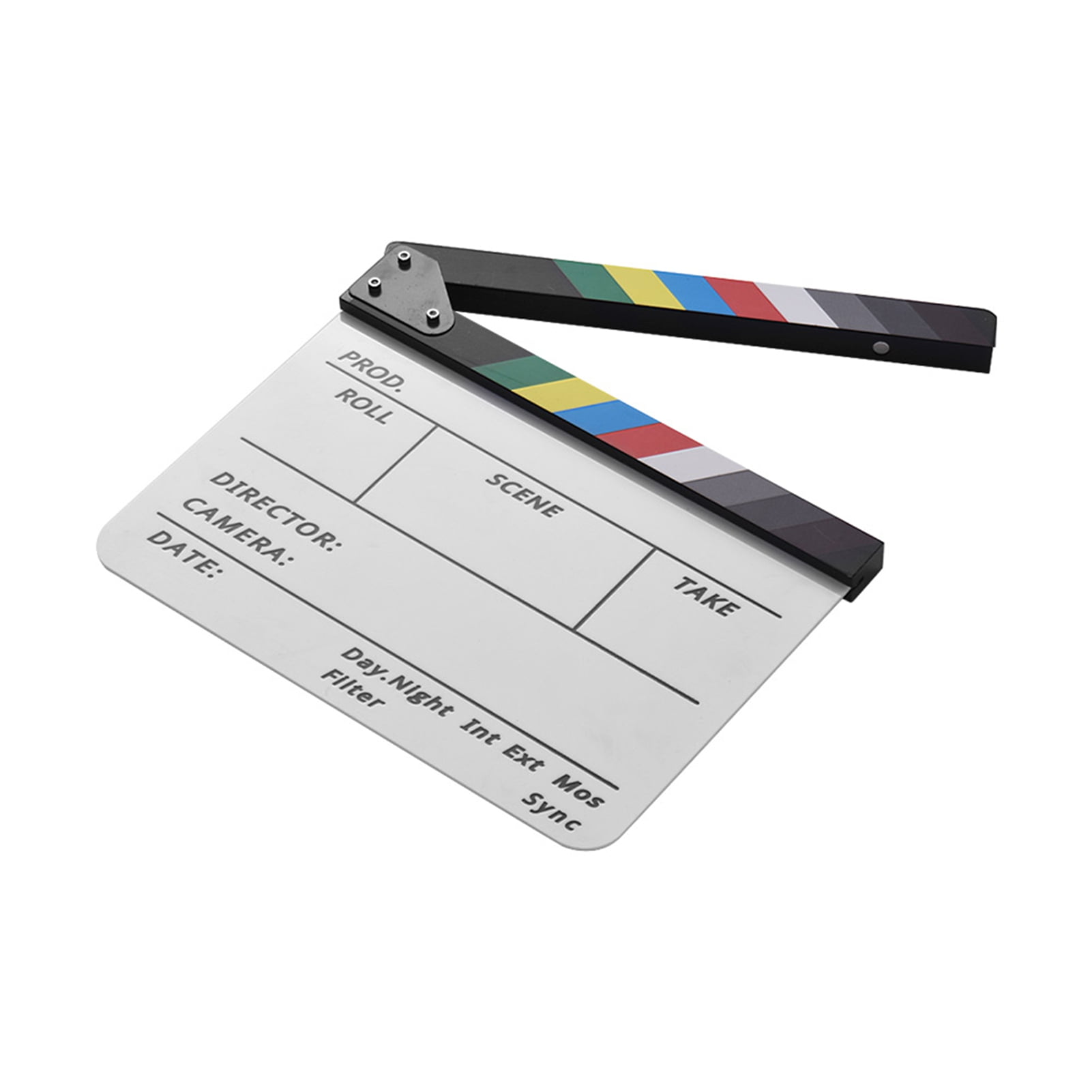 Photography Dry Erase Acrylic Director Film Clapboard Movie TV Cut Action Scene Clapper Board Slate With Marker Pen, Color Stick, White