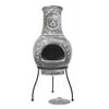 Sparkle Stone Outdoor Clay Chiminea Fire Pit Overall Size 33 inch Tall - Sun Face Patio Fire Handcrafted Chimenea, Wood-Burning Backyard Fireplace Stove with Cover Lid, Rustic Ceramic Chimney
