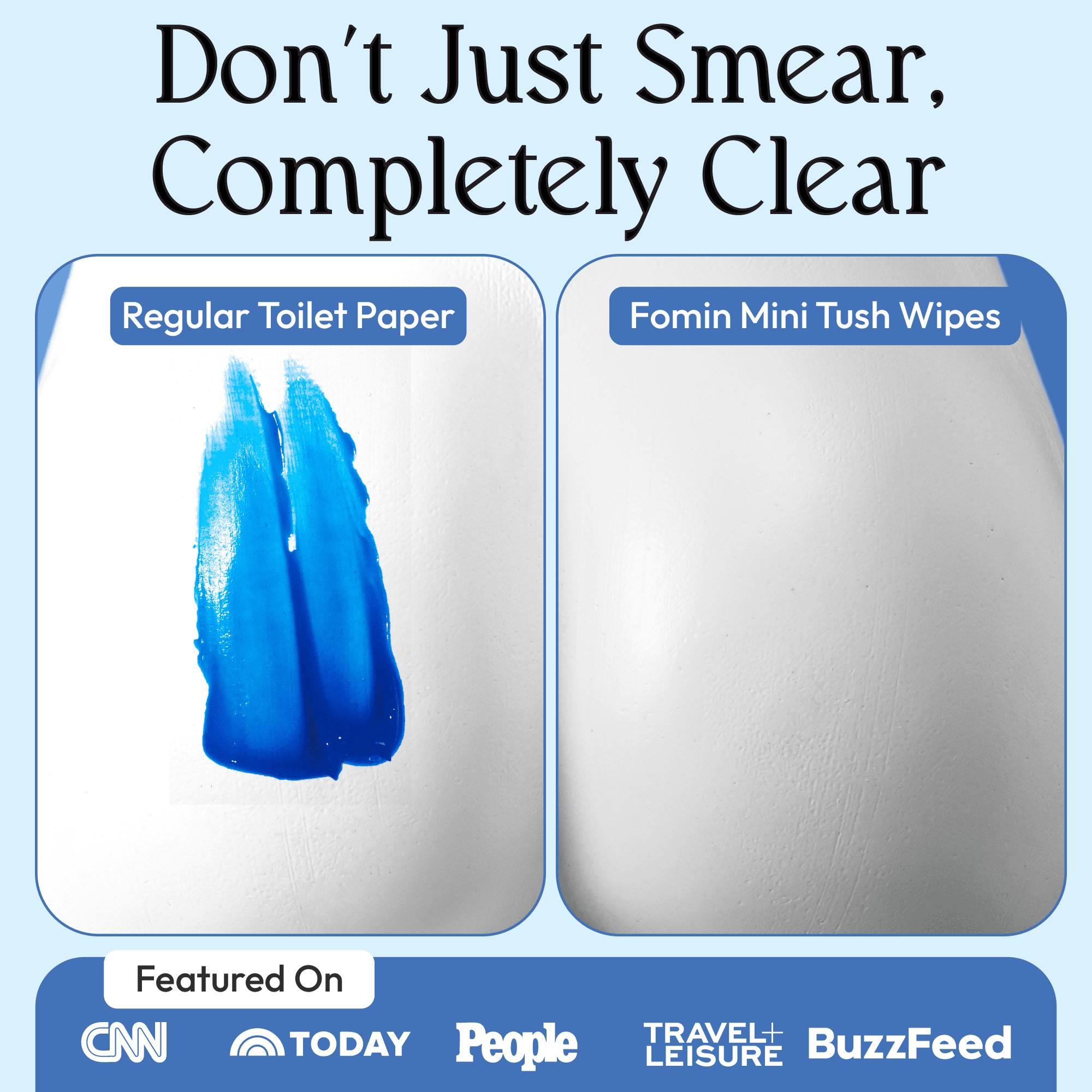 Fomin Mini Flushable Wipes 30 Pack (10 Count) - Fragrance Free Travel Wet Wipes for Women - pH Balanced, Biodegradable Cleansing Wipes - Hypoallergenic, Plant-Based Tush wipes for Adults and Kids