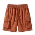 thumbnail image 3 of ITSAME Men's Sports Cargo Shorts, Quick Drying Drawstring Active Fit Summer Casual Fashion Beach Shorts Orange M, 3 of 7