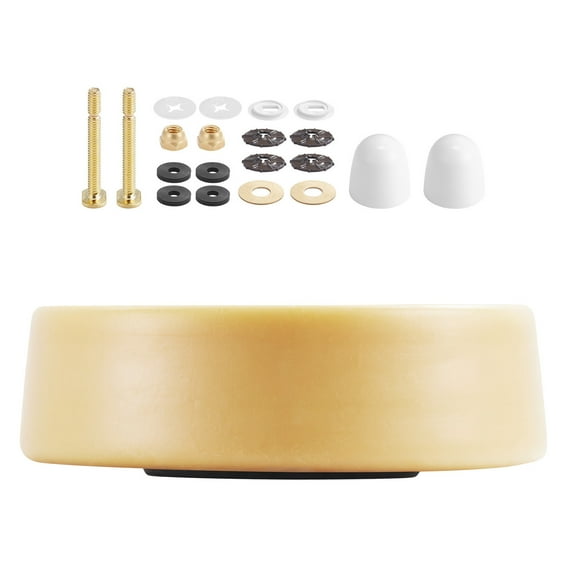 KFFKFF Toilet Wax Ring Kit, 1.6-Inch Thick Wax Seal for Toilet Bowls with Durable Brass Bolts, Caps, and Washers, Compatible with 3-Inch or 4-Inch Drain Pipes, Reliable Leak Prevention